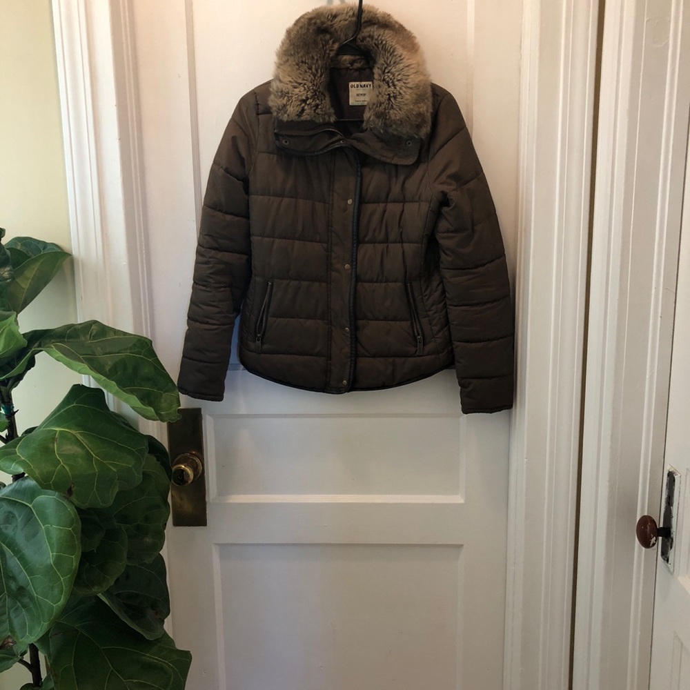 Olive puffer jacket